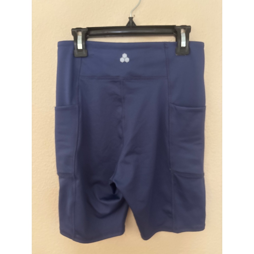 Tek Gear Womens Navy Blue High Waisted Bike Shorts Side Pockets Size M A1192